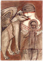 CÃ£o Azul Autor: PÃ©ricles Rocha Ano: 1980  TÃ©cnica: Nanquim e aquarela  DimensÃµes: 73cm x 51cm