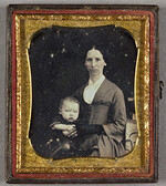 Daguerreotype. Portrait of a woman with a child.