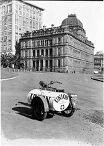 Motorcycle with mobile tank used by Union petrol, Sydney c. 1935