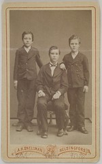 Portrait of Axel GallÃ©n (on the left) with his brothers Uno and Walter as school boys in Helsinki, ca. 1876.