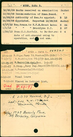 Sara Myer's Nurse Corps Index Cards