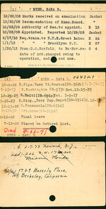 Sara Myer's Nurse Corps Index Cards