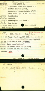 Sara Cox's Nurse Corps Index Cards
