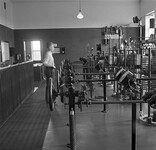 Engineer Eero Frantsila beside Telefunken transmission equipment in Lahti radio station, 1930's.