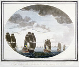 Swedish and Russian navies at sunrise before a battle in July 1789, Ã–land, Sweden