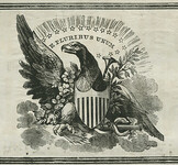 Eagle wearing chain with shield woodcut, ca. 1862