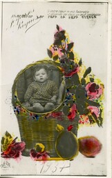 Postcard with photo montage including Armenian baby, c. 1934