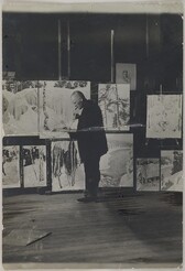 Pekka Halonen, a friend and fellow artist of Gallen-Kallela, painting in his studio, ca.1911.
