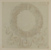 Johann Friedl's sketchbook: decorative wreath illustration