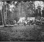 Bernard Otto Holtermann with a shooting party camped in the Australian bush, c. 1872 - 1875