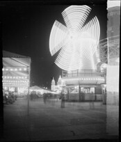 Luna Park, Sydney, lighted windmill, 1948 / photographed by Brian Bird