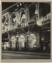 Her Majesty's Theatre, Sydney, decorated and illuminated for the visit of the Prince of Wales and showing "Kissing time", 1920 / photographer unknown