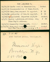 Isabele R. Roy's Nurse Corps Index Card