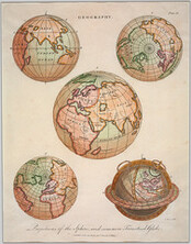 Geography. Projections of the sphere, and common terrestrial globe