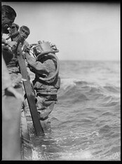 HR Locke attempting world diving record, Sydney Heads, 1934