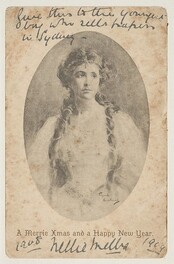 "Give this to the youngest boy who sells papers in Sydney" ; A Merrie Xmas and a Happy New Year, Nellie Melba, 1908-1909