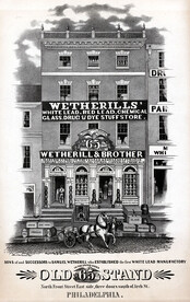 Wetherill's white lead, red lead, chemical glass, drug & dye stuff store. Wetherill & Brother, manufacturer of white lead & red lead litharge chrome yellow & green, oil vitrol, copperas, chemicals, [ca. 1845]