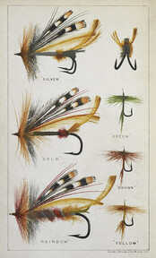 The Modern Practical Angler. A complete guide to fly-fishing, bottom-fishing, and trolling. Illustrated, etc. - caption: 'Various fishing flies and hooks; Fishing tackle.'