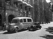 Engineers on the roof of a broadcast van, Helsinki, 1937.