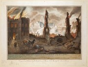 The BL Kingâ€™s Topographical Collection: "THE GREAT FIRE OF LONDON in the Year 1666. / From the Original Picture in the Possession of Robert Golden Esqr. Painted by Old Griffier at the time of the Fire. The Scene is the Original Ludgate taken at the instan