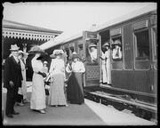 Ladies on the platform at the railway station, Gundagai, New South Wales, ca. 1910 / Charles Gabriel