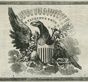 Eagle wearing chain with shield woodcut, ca. 1862