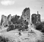 "Ruin tower and house adjoining other walls" = Carrigogunnell Castle!