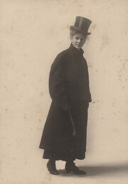 Portrait of daughter wearing riding habit, date unknown