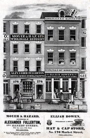 Moyer & Hazard, successors of Alexander Fullerton, 174 Market Street, fifth door above Fifth Street, Philadelphia [and] Elijah Bowen, wholesale & retail hat & cap store, No. 176 Market Street, Philadelphia, ca. 1846