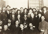 Photograph taken in Liberty Hall the night Countess Markievicz was released from prison May (?) 1919,