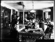 Library and reading room of Oxford College ca. 1899