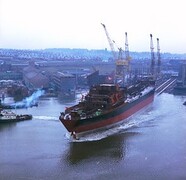 Launch of 'Nicola' onto the River Wear