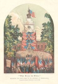 The boys in blue," returning the state flags to the governor of Pennsylvania, Independence Square, Philadelphia July 4th, 1866