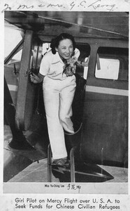 Girl pilot on mercy flight over U.S.A. to seek funds for Chinese civilian refugees