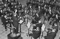 The Finnish Radio Symphony Orchestra at a live broadcast transmitted to the US, 1939.