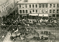 Circus Parade on King Street East, between John and Hughson. 1890.