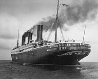 The passenger liner 'Berengaria' heading out to sea