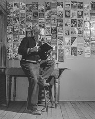 Patron reading at the Stony Plain Regional Library, Alberta