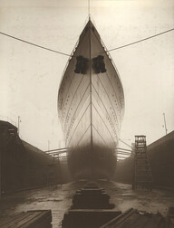 S.S.Franconia. Franconia in dock, bow view.