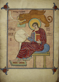 Lindisfarne Gospels - caption: 'St. Mark'