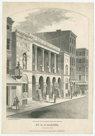 [Chestnut Street Theatre]. North East corner of Sixth and Chestnut Streets, Philadelphia, ca. 1855.