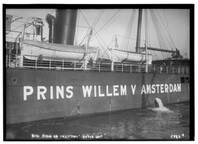 Big sign on "neutral" Dutch ship [PRINCE WILLEM V AMSTERDAM"  (LOC)