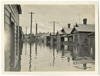 Launceston Floods - flooded street and houses (1929)
