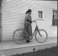 Francis Porter and bicycle August 1898