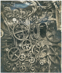 German Submarine, UB-110. Photo of Control room looking aft, starboard side