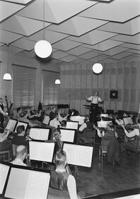 The Finnish Radio Symphony Orchestra conducted by Erkki Linko in the studio, 1930s.