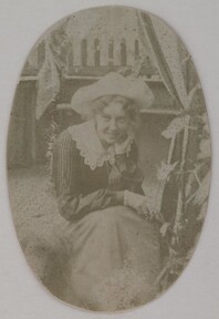 Oval-shaped portrait of Viola GallÃ©n, Akseli Gallen-KallelaÂ´s sister.