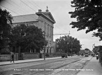 Rathgar Road showing the Chapel of the Three Patrons (including a tram), Dublin City, Co. Dublin