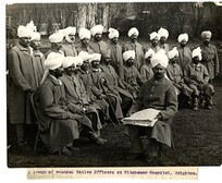 A group of wounded Native officers at Kitchener Hospital, Brighton. Photographer: H. D. Girdwood.