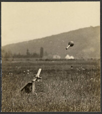 Demonstration of trench mortar (bomb in air)